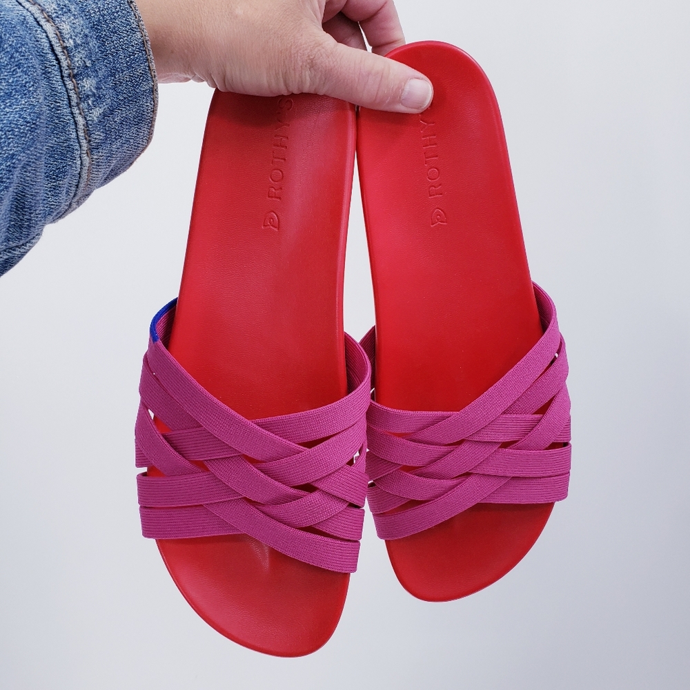 Rothy's Bright Pink and Red Sandals, Size 11